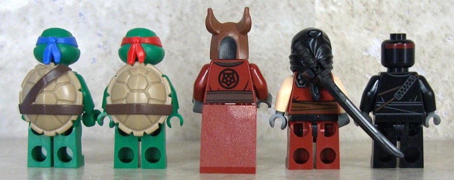 Leo, Raph, Splinter, Dark Ninja & Foot Soldier rear view