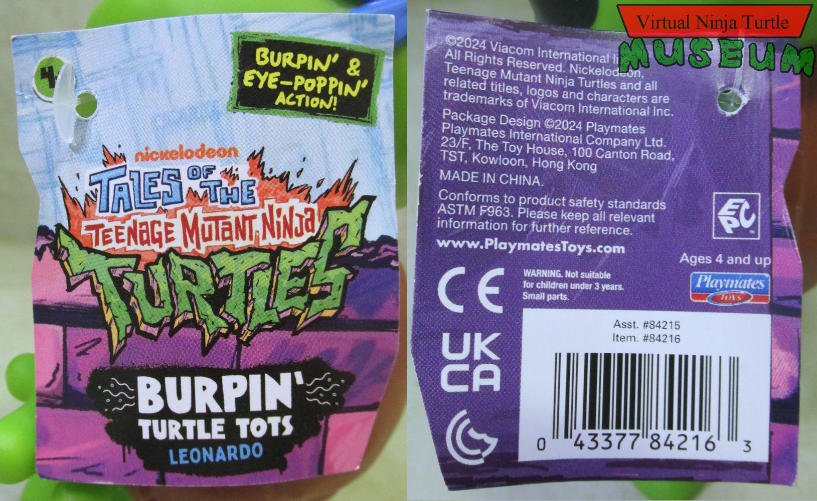 Burping Tots Leonardo hang tag