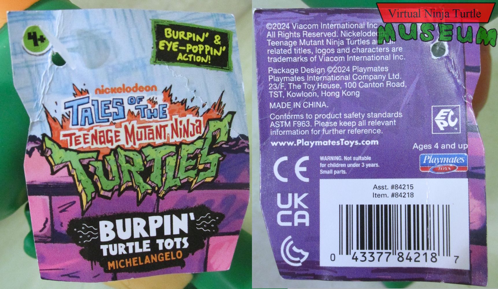 Burping Tots Michelangelo hang tag