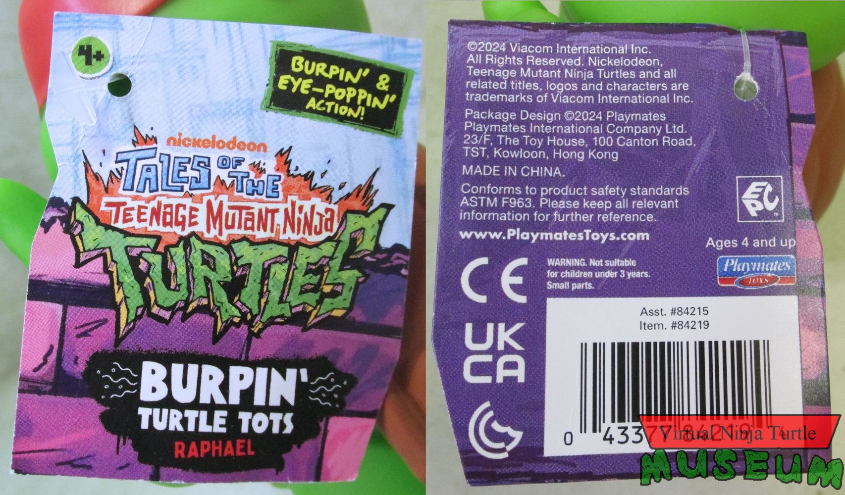 Burping Tots Raphael hang tag