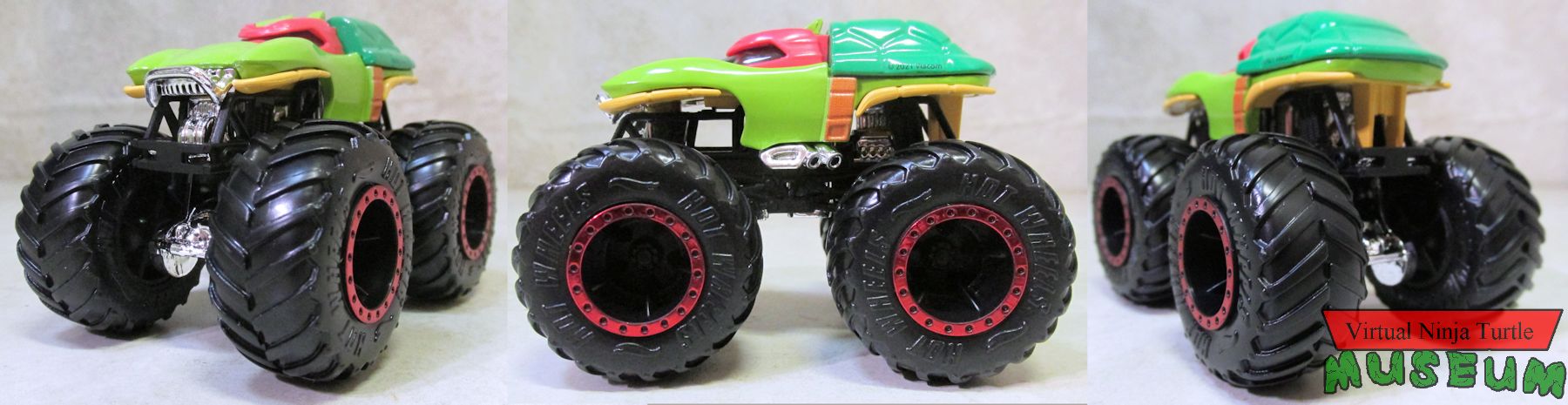 front, side and rear view