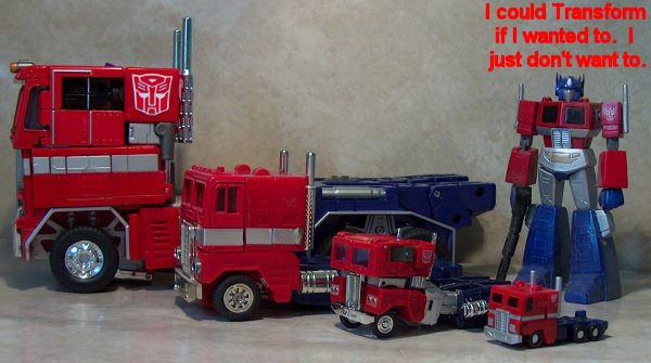 Optimus Primes in vehicle mode